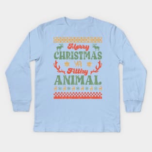 Merry Christmas Ya Filthy Animal Sublimation Kids Long Sleeve T-Shirt